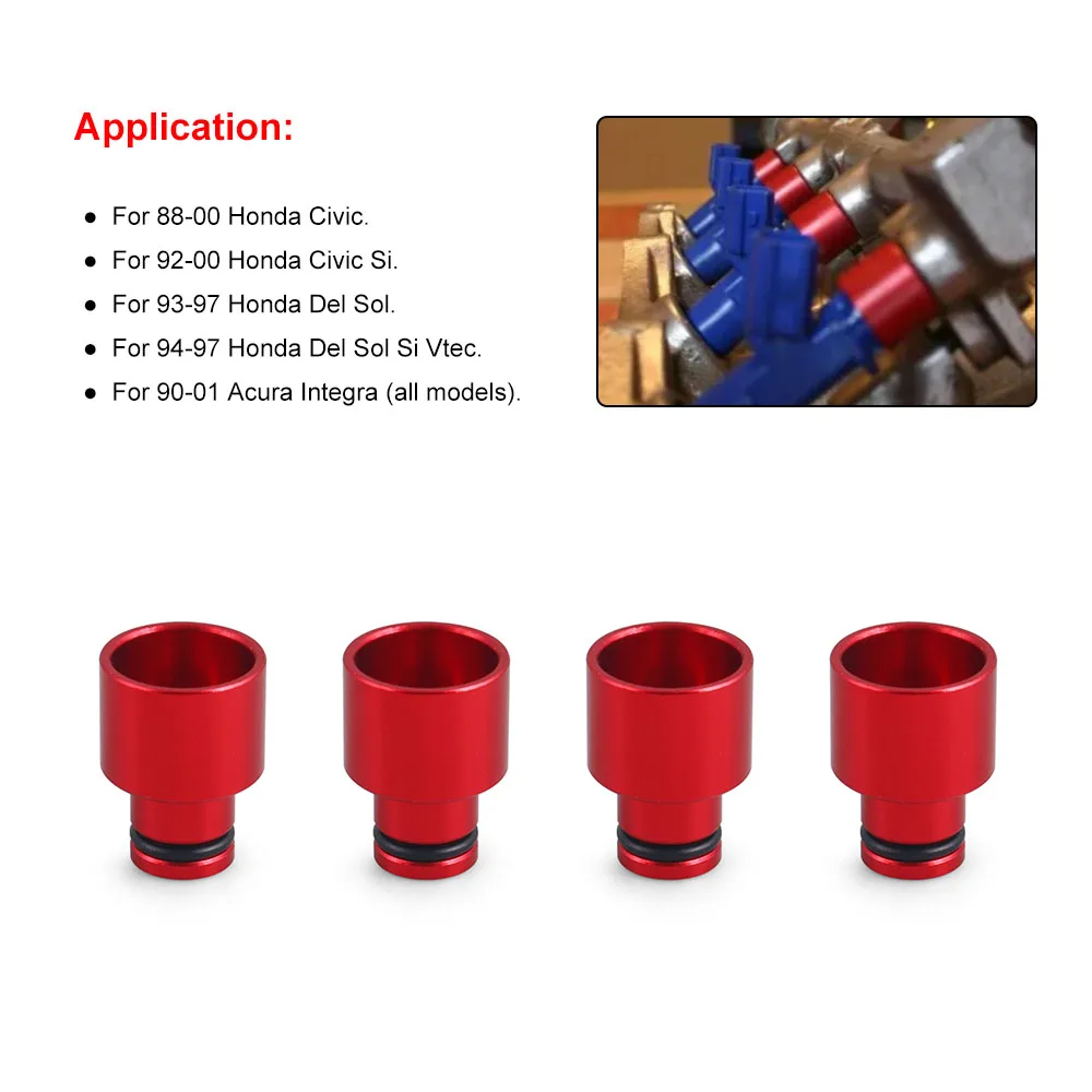 4pcs Racing Aluminum Fuel Injector Top Hats Adapters for Honda Civic - Image 4