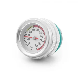 M30x1.5 Metal Motorcycle Fuel Tank Caps with 0-200 Black/Silver Oil Temperature Gauge Dial Meter Universal Fit New