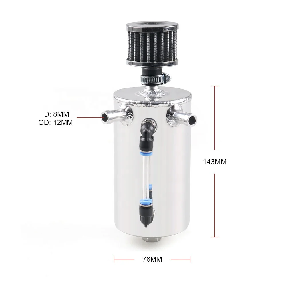 New Universal Aluminum Fuel Tank 0.5L Oil Catch Can with Breather Filter - Image 6