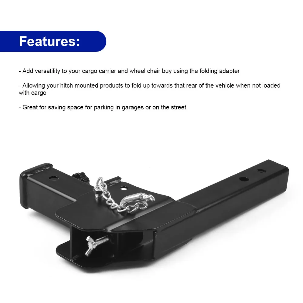 Folding 2" Trailer Hitch Mount Shank Foldable Adapter Cargo Wheelchair Carrier Weight Capacity: 500lbs - Image 6