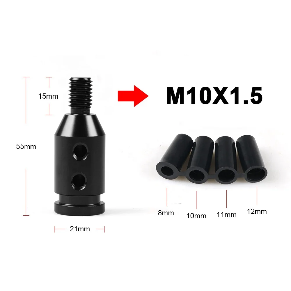 Universal LED Car Thread Aluminum Alloy Manual Gear Shift Knob Adapter 5cm for M10x1.5/M12x1.25