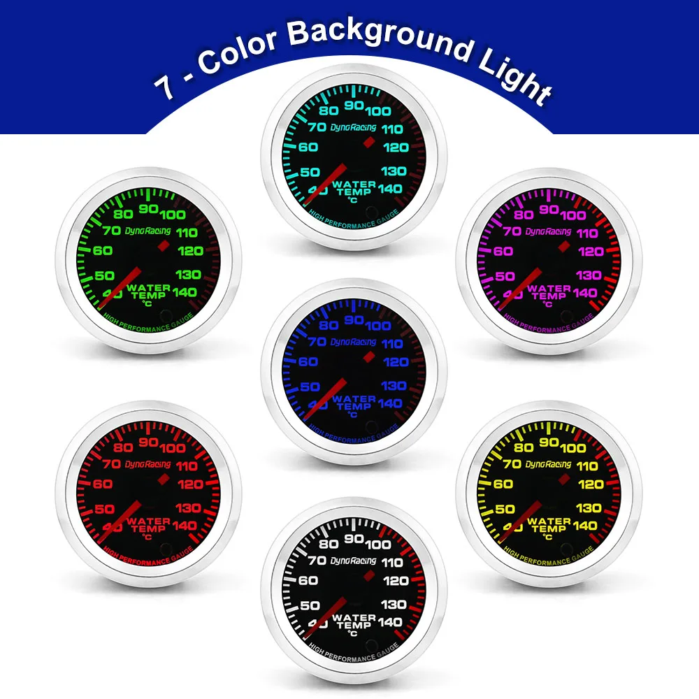Dynoracing 2'' 52mm 12V Water Temp Gauge Celsius 7 Colors Pointer Water Temperature Meter With Stepper Motor - Image 6