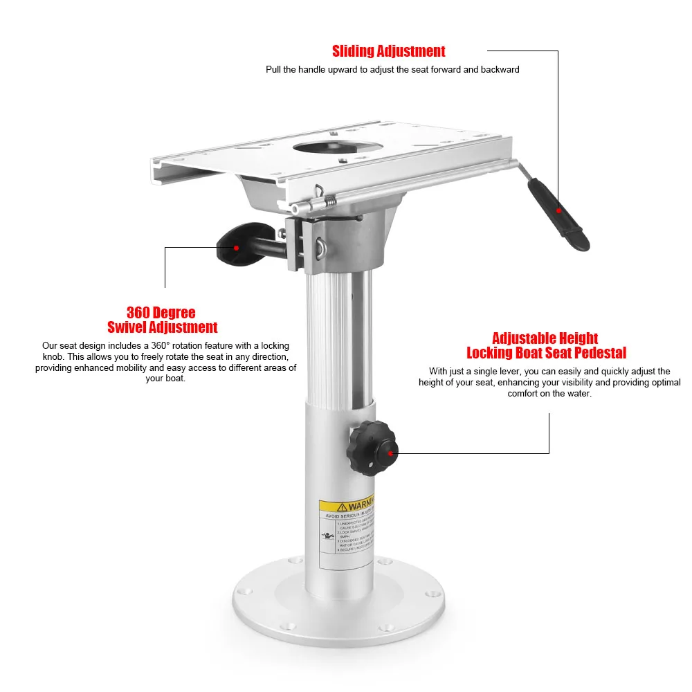 New Aluminum Adjustable Height Locking Boat Seat Pedestal with Slide Boat Chair Base 13-19 Inches 6 Months Warranty BX103174 - Image 5