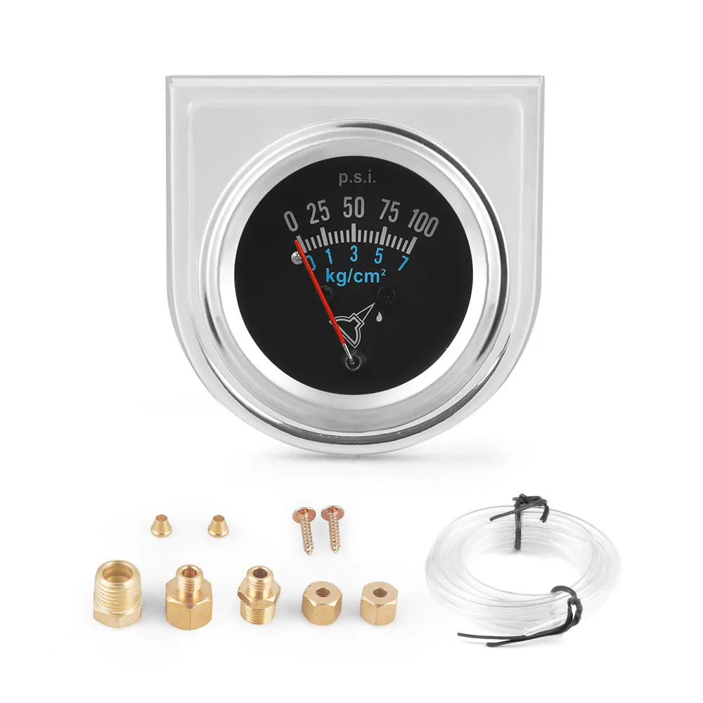 New Dynoracing 52mm Mechanical Oil Pressure Gauge 0-100PSI/1-7kg/cm for Cars Model BX102847 - Image 2