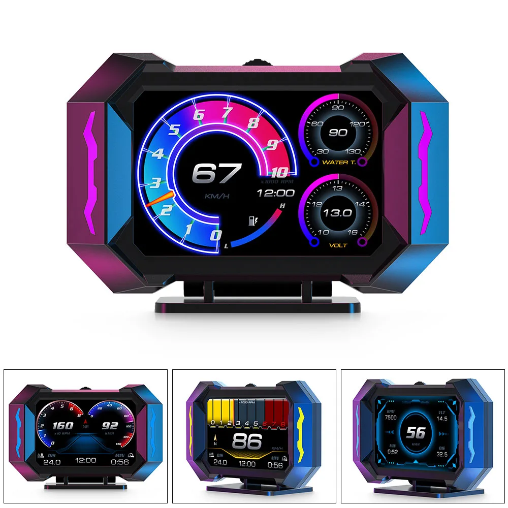 OBDII+GPS HUD P25 Head up Display Car Digital Speedometer Water Temp Fuel Consumption Slope Meter Slope Inclination Alarm - Image 2