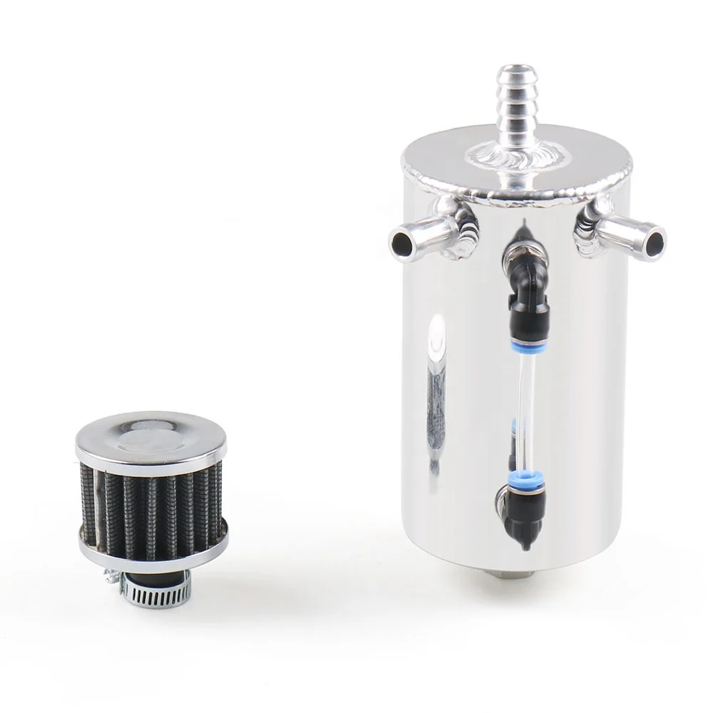 New Universal Aluminum Fuel Tank 0.5L Oil Catch Can with Breather Filter - Image 2
