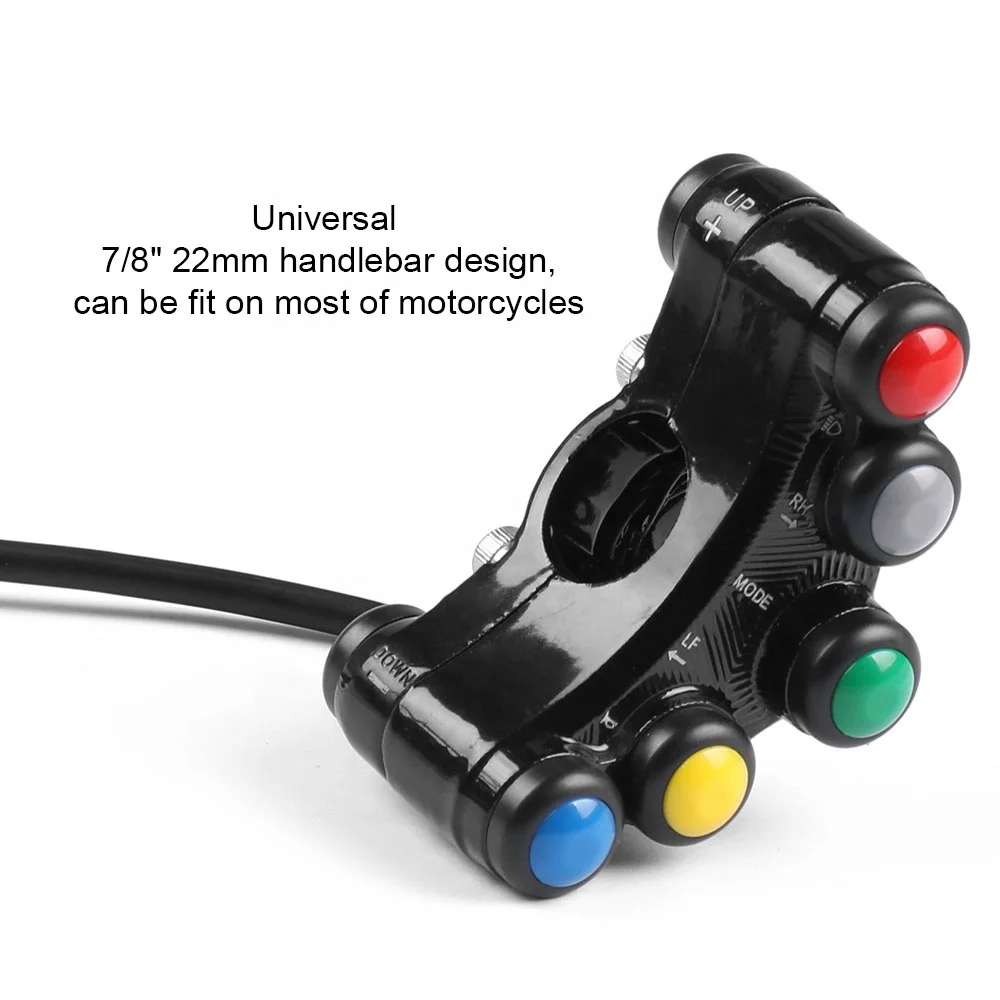 Universal 7 Button Motorcycle Switches Race Bikes Motocross 22mm Handlebar Switches Assembly Headlight Indicator Horn Switch - Image 5