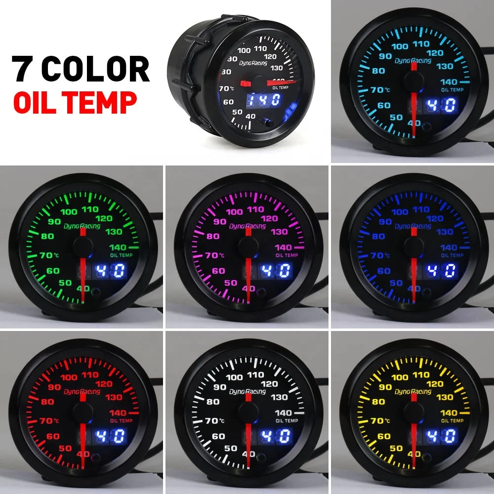 Dynoracing 52mm Dual Display Oil Temp Gauge 7 Colors Led 40-140 Celsius Oil Temp Meter with Stepper Motor - Image 2