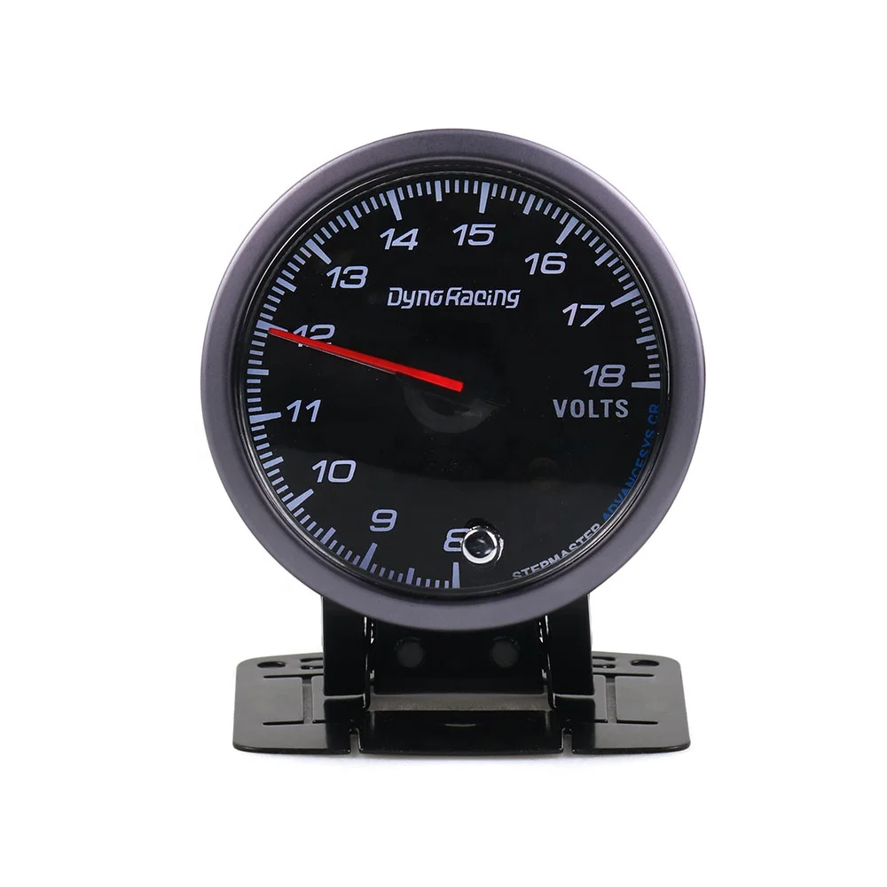 Dynoracing 60mm Black Face Voltmeter Voltage Gauge with Red & Amber Lighting 8-18V ABS+Metal+Glass Universal Fit Car Meter
