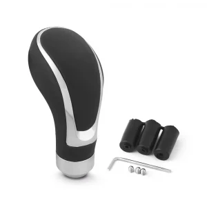 Aluminium & PU Leather Universal 5 Speed Car Gear Shift Knob with Three Adapters for Manual Transmission