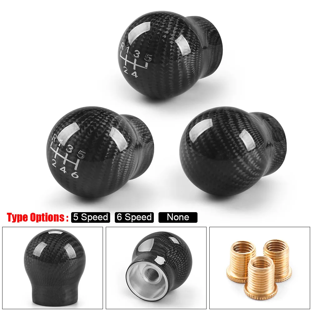 Real Carbon Fiber 5/6 SPEED Gear Shift Knob Manual Transmission Universal Shift Knob - Image 2