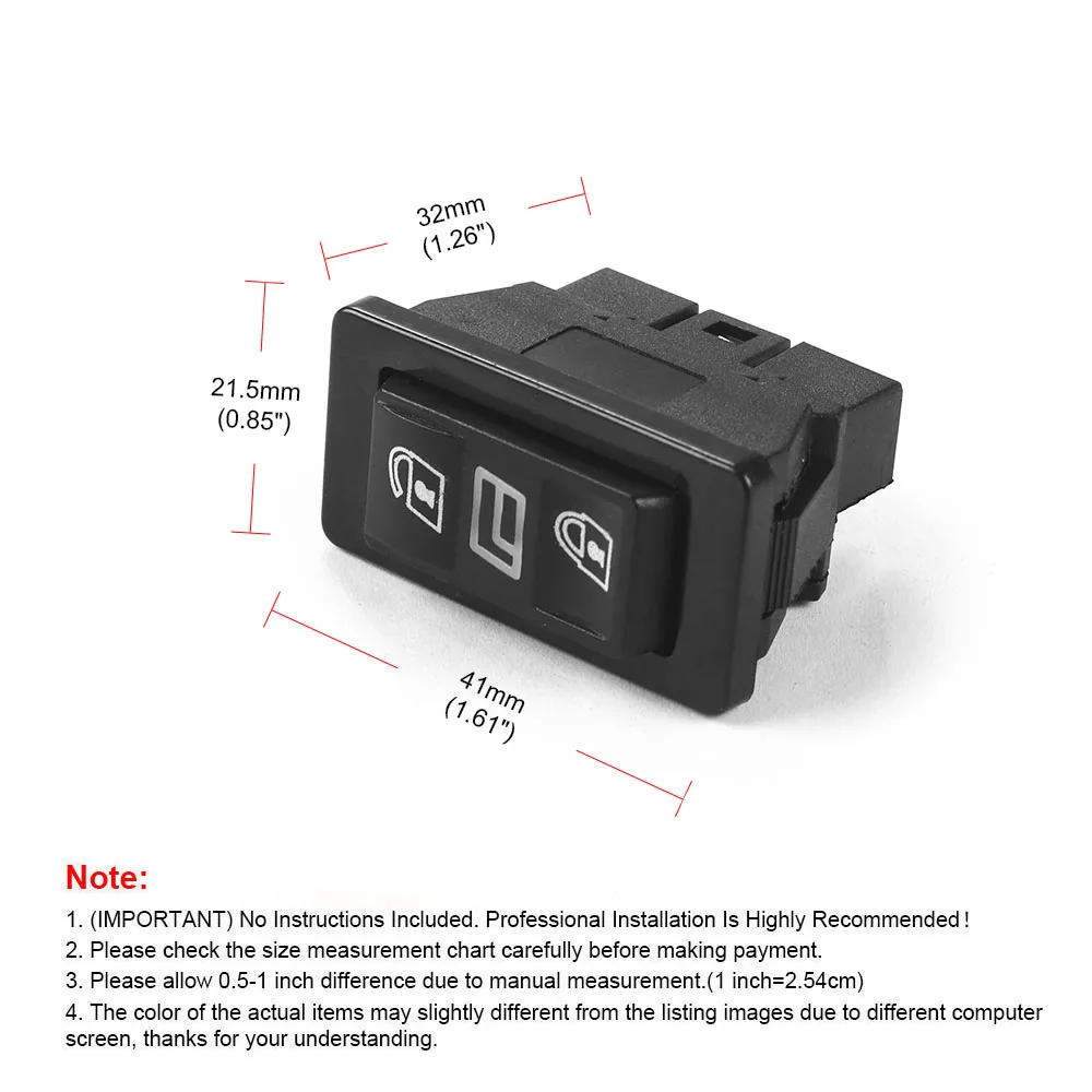 12V 20A 3 In1 Universal Car 5pins DPDT Power Door Glass Switch Door Lock Control Plastic Black Switches Electric Replacement - Image 6