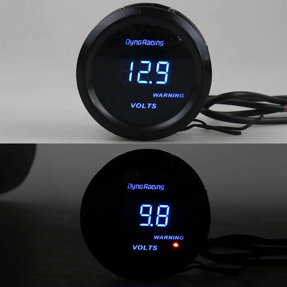2" 52Mm Digital Led 8-18 Volts Gauge Black Face Blue Led Car Meter Auto Parts - Image 2