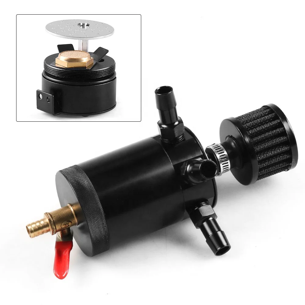 Car Engine Racing Universal Aluminum 3-port Oil Catch Can Tank with Breather Filter Engine Mini Oil Separator - Image 3