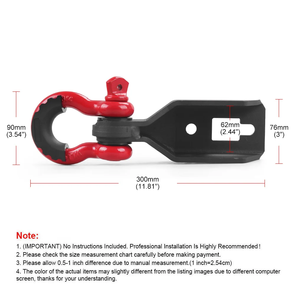 Dynoracing Front Tow Hook 3/4" D-Ring Shackle Mount Kit for Ford F-150 2009-2020 - Image 4