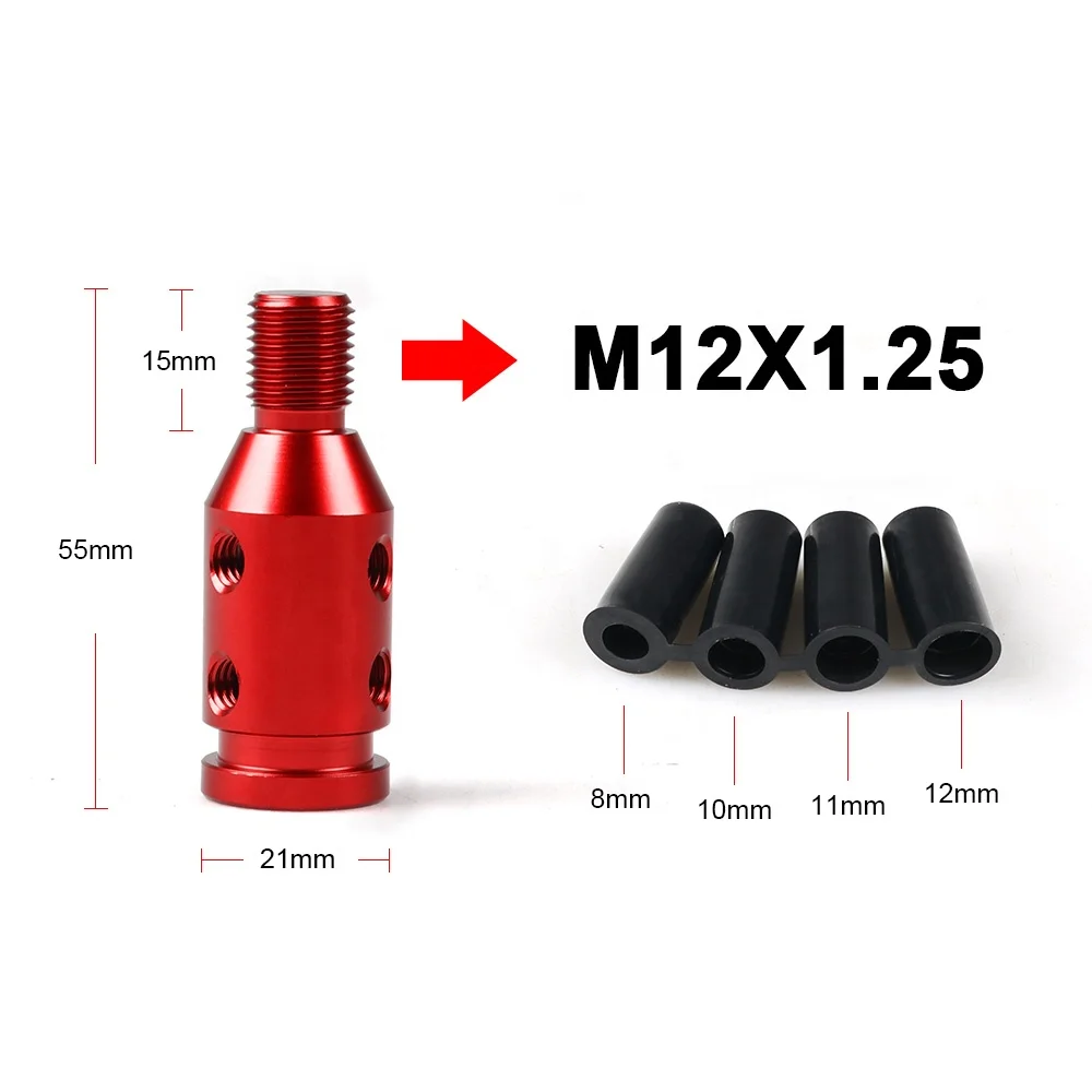 Universal Aluminum Alloy Car Manual Adapter Gear Shift Knob for M10x1.5/M12x1.25 Thread - Image 3