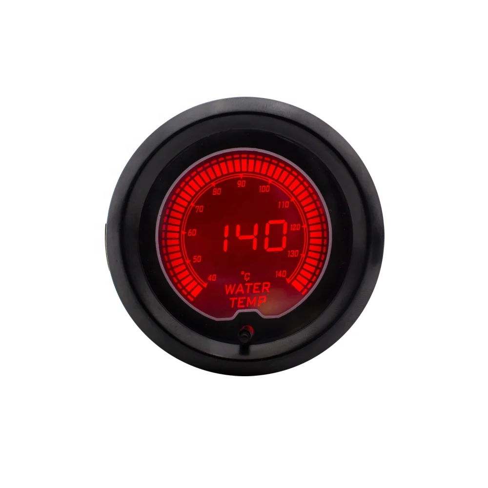 2" 52Mm Evo 7 Colors LCD Water Temp Gauge 40-140 Celsius ABS+Metal+Glass Universal Fitment - Image 2