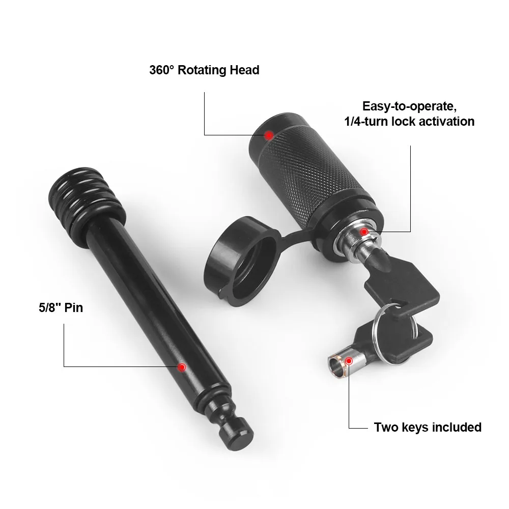 Trailer Hitch Lock 5/8inch Steel Towing Hitch Receiver Lock Anti-Theft Waterproof for 2inch Receiver Pin Lock for RV Truck Keys - Image 2