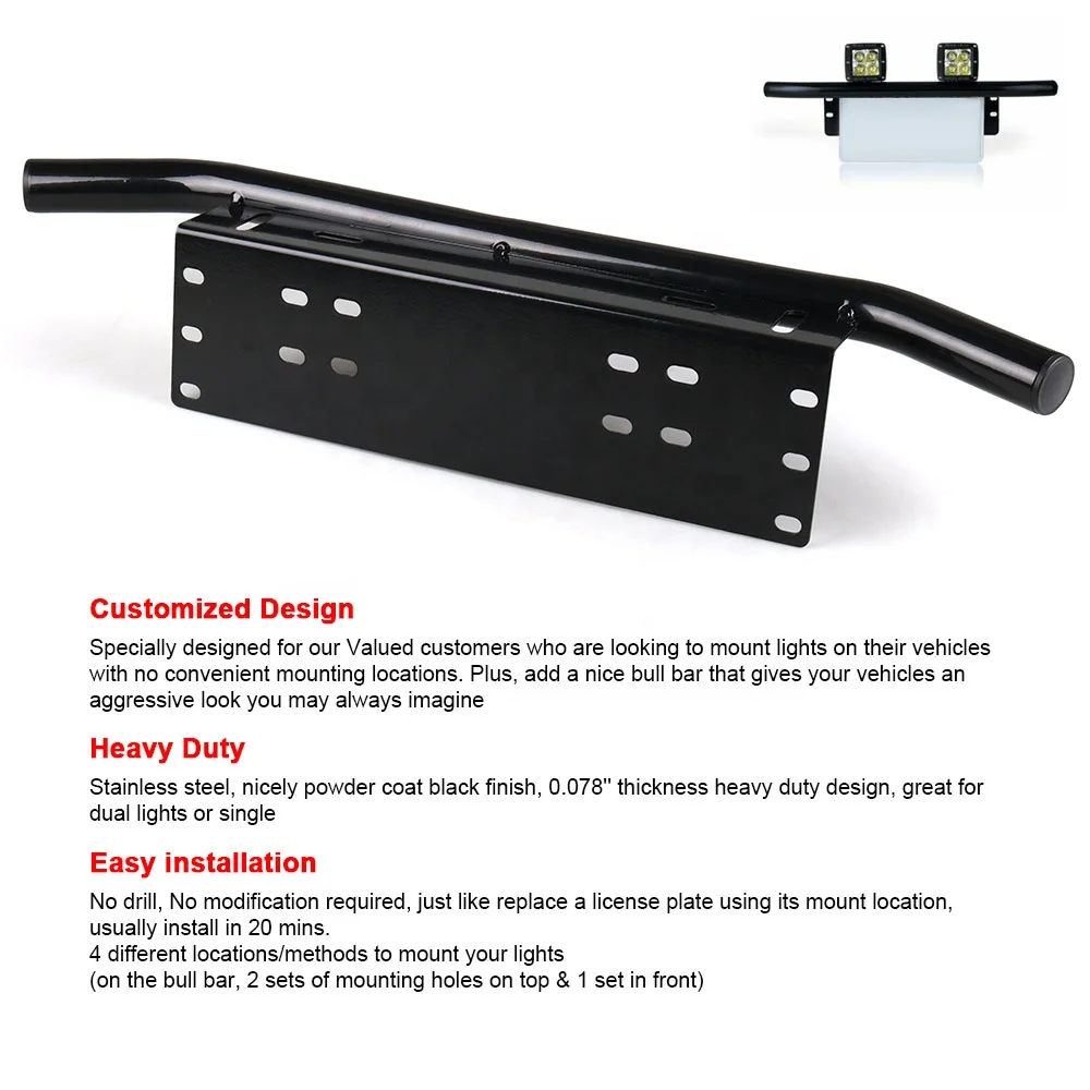 Car Number Plate Off Road Front License Number Plate Bracket Frame Holder for Suv Truck Vehicle - Image 4