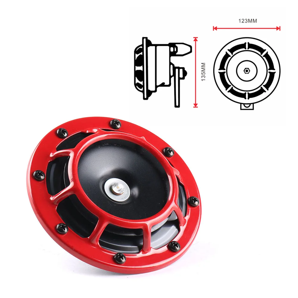 2pcs 12V 115dB Hella Super Loud Compact Electric Blast Tone Air Horn Kit for Motorcycle Car Red/Black - Image 5