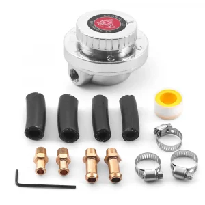 Universal Steel 1.5-5 Psi Manual Adjustable Fuel Pressure Regulator 5/16" (8mm) 3/8" (10mm) 56.5mm Fuel Line Carburettor