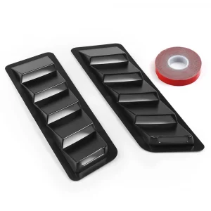 Fits 17X5 Inch Universal Hood Vent Louver Air Cooling Panel Trim Set Black ABS 1 Pair