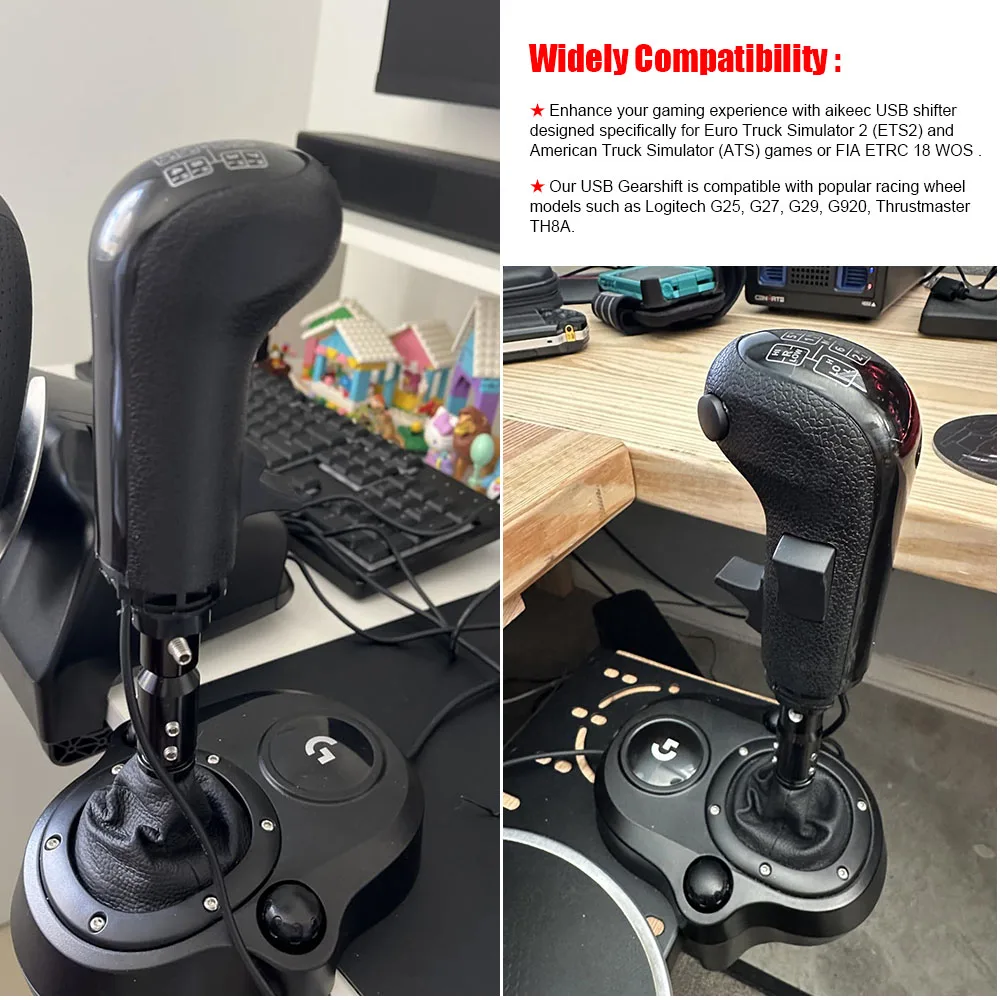 Left Hand USB Truck Simulator Shifter Knob for Logitech G923 G29 G27 G25 TH8A for ETS2&ATS Euro Truck High Low Gear Simulator - Image 6