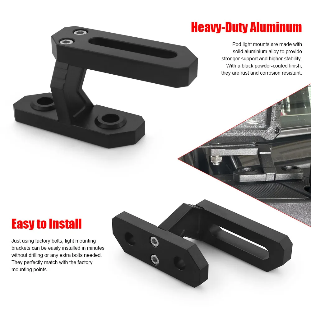 1 Pair Dual A-Pillar Light Mount Off-Road Ditch Lights Mounting Brackets for Ford Bronco Accessories 2/4 Door 2021-2025 - Image 4