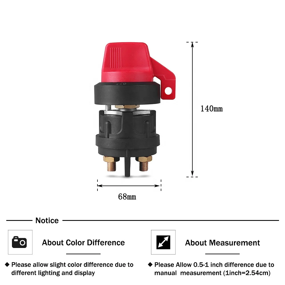 75920 12V 300 Amp Master Disconnect Switch Knob Type Cut Off Switch Anti-leakage Master Disconnect for RV ATV UTV Boat - Image 6
